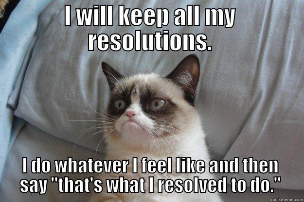 I WILL KEEP ALL MY RESOLUTIONS. I DO WHATEVER I FEEL LIKE AND THEN SAY 