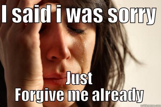 I SAID I WAS SORRY  JUST FORGIVE ME ALREADY First World Problems