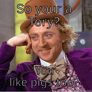 SO YOUR A TORY? YOU LIKE PIGS TOO? Condescending Wonka