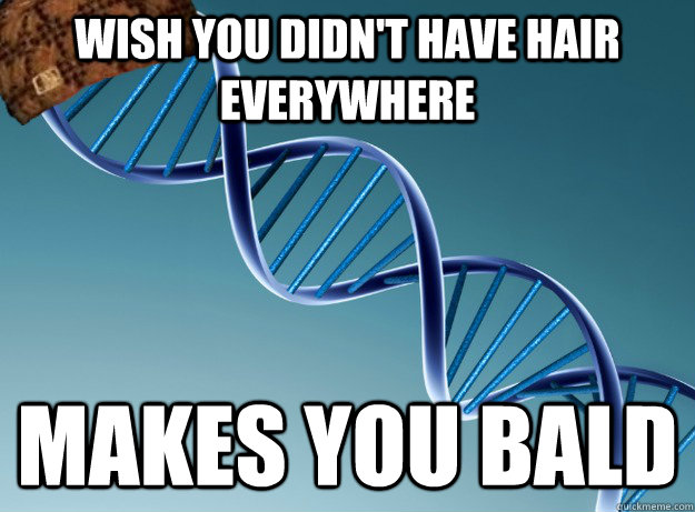 wish you didn't have hair everywhere makes you bald  Scumbag Genetics