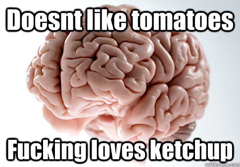 Doesnt like tomatoes Fucking loves ketchup  Scumbag Brain