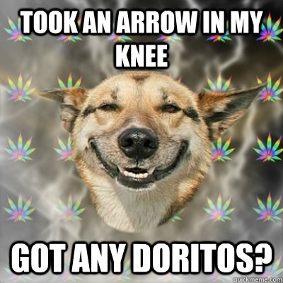 took an arrow in my knee got any doritos?  Stoner Dog