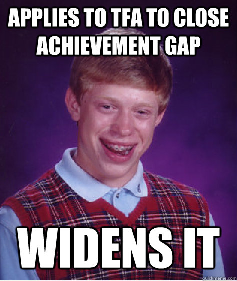 Applies to TFA To Close achievement gap Widens It  Bad Luck Brian