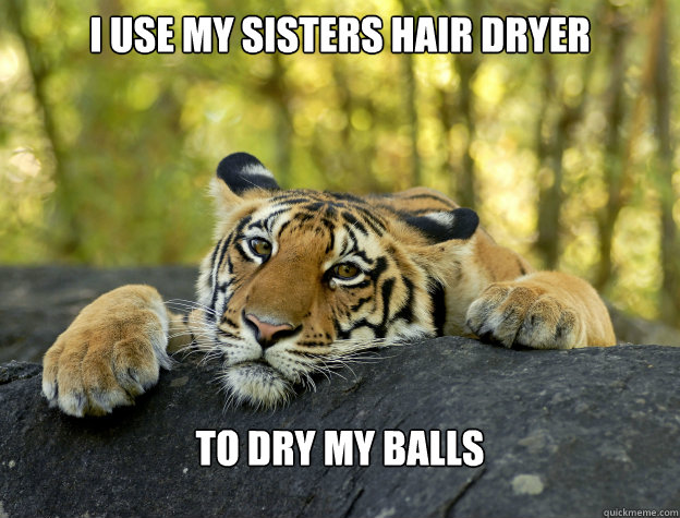 I use my sisters hair dryer to dry my balls  