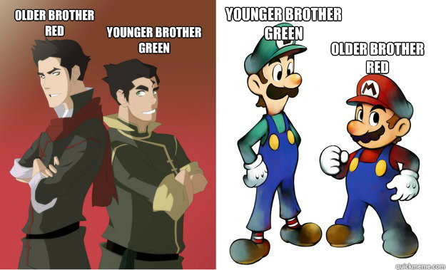 Older Brother
Red Younger Brother
Green Younger Brother
Green Older Brother
Red - Older Brother
Red Younger Brother
Green Younger Brother
Green Older Brother
Red  Misc