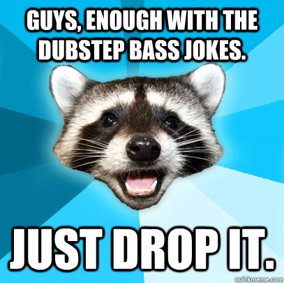 Guys, enough with the dubstep bass jokes. just drop it.  Lame Pun Coon