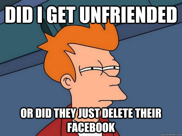 Did I get unfriended Or did they just delete their Facebook - Did I get unfriended Or did they just delete their Facebook  Futurama Fry