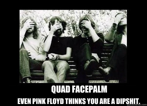 Even Pink Floyd thinks you are a DipShit. Quad Facepalm  Quad FacePalm Pink Floyd