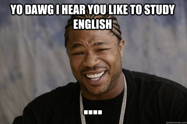 YO DAWG I HEAR YOU LIKE TO study english ....  Xzibit meme