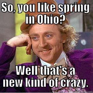 SO, YOU LIKE SPRING IN OHIO? WELL THAT'S A NEW KIND OF CRAZY. Condescending Wonka