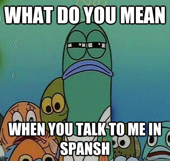 What do you mean When you talk to me in spansh   Serious fish SpongeBob