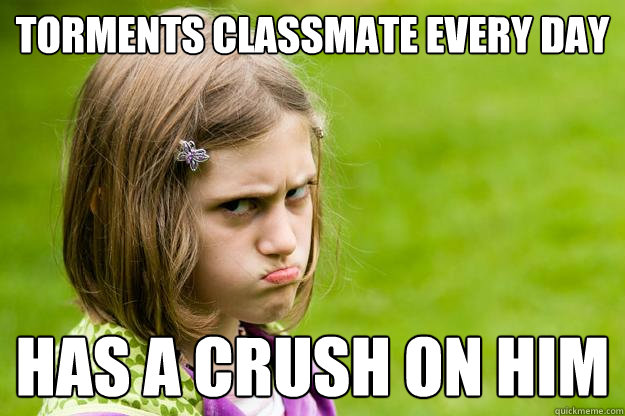 torments classmate every day has a crush on him  