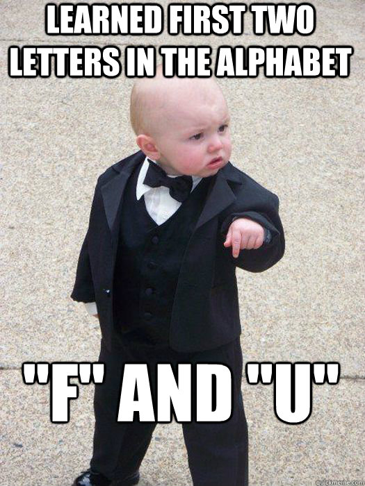 Learned first two letters in the alphabet 