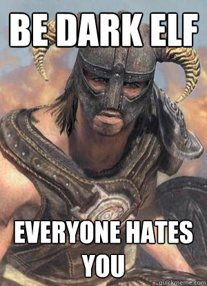 be dark elf everyone hates you - be dark elf everyone hates you  Scumbag low lvl Dovahkiin