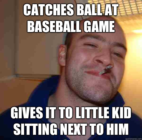 Catches ball at baseball game Gives it to little kid sitting next to him - Catches ball at baseball game Gives it to little kid sitting next to him  Misc