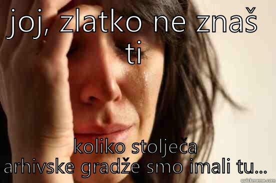 joj, zlatko ne znaš ti - JOJ, ZLATKO NE ZNAŠ TI KOLIKO STOLJEČA ARHIVSKE GRADŽE SMO IMALI TU... First World Problems