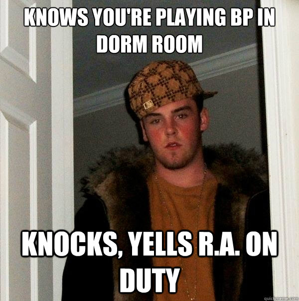 Knows you're playing BP in dorm room Knocks, yells R.A. on Duty  Scumbag Steve