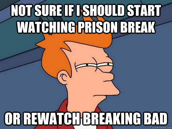 Not sure if i should start watching prison break or rewatch breaking bad  Futurama Fry