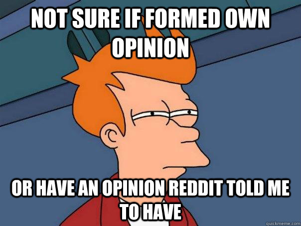 Not sure if formed own opinion Or have an opinion reddit told me to have  Futurama Fry