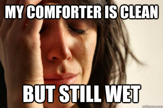 My comforter is clean but still wet - My comforter is clean but still wet  First World Problems