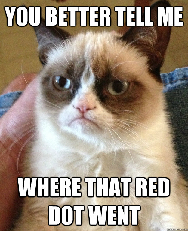 You better tell me Where that red dot went  Grumpy Cat is so sick of this shit