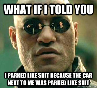 What if I told you i parked like shit because the car next to me was parked like shit  What if I told you