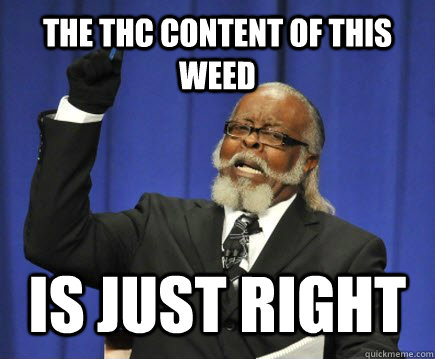 THE THC CONTENT OF THIS WEED  IS JUST RIGHT - THE THC CONTENT OF THIS WEED  IS JUST RIGHT  Too Damn High