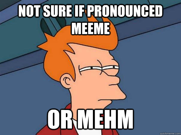 Not sure if pronounced meeme or mehm  Futurama Fry