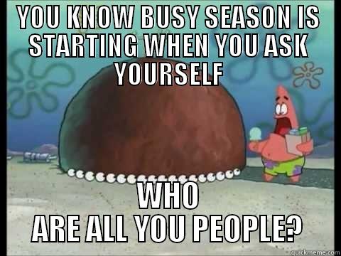 YOU KNOW BUSY SEASON IS STARTING WHEN YOU ASK YOURSELF WHO ARE ALL YOU PEOPLE? Misc