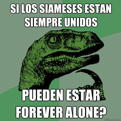 si los siameses estan siempre unidos ¿pueden estar forever alone?  Philosoraptor