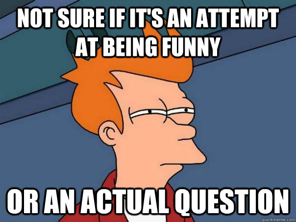 Not sure if it's an attempt at being funny or an actual question  Futurama Fry