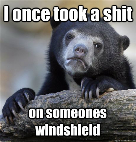 I once took a shit on someones windshield  Confession Bear