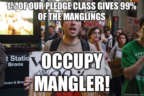 1% of our pledge class gives 99% of the MANGLINGS occupy MANGLER!  