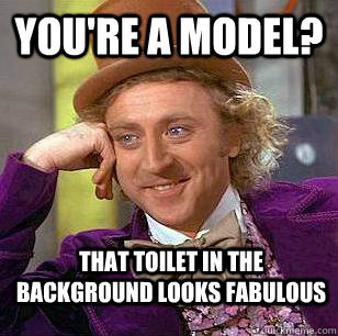 You're a model? That toilet in the background looks fabulous  Condescending Wonka