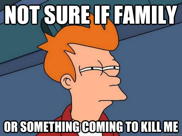 Not sure if family Or something coming to kill me - Not sure if family Or something coming to kill me  Futurama Fry