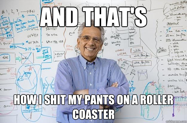 and that's how i shit my pants on a roller coaster   Engineering Professor