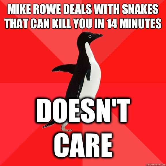 Mike Rowe deals with snakes that can kill you in 14 minutes Doesn't care  Socially Awesome Penguin