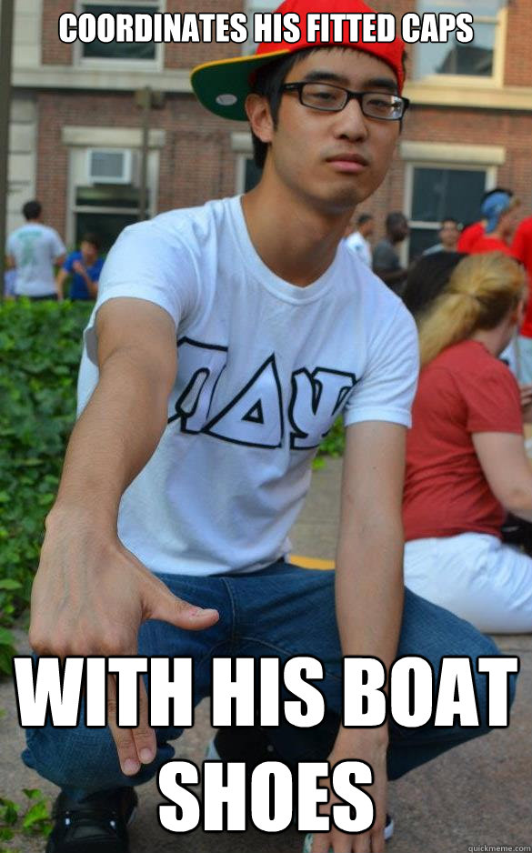 Coordinates his fitted caps  with his boat shoes - Coordinates his fitted caps  with his boat shoes  Asian Hip Hop Hipster