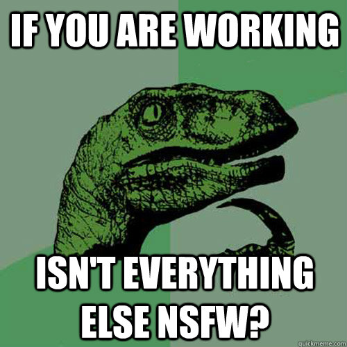 If YOU are working ISN'T EVERYTHING ELSE NSFW?  Philosoraptor