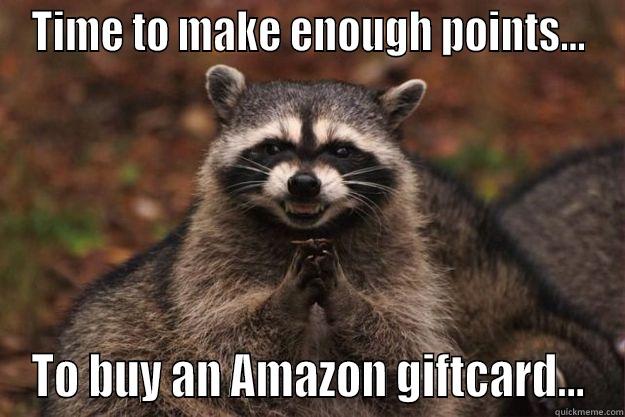 TIME TO MAKE ENOUGH POINTS... TO BUY AN AMAZON GIFTCARD... Evil Plotting Raccoon