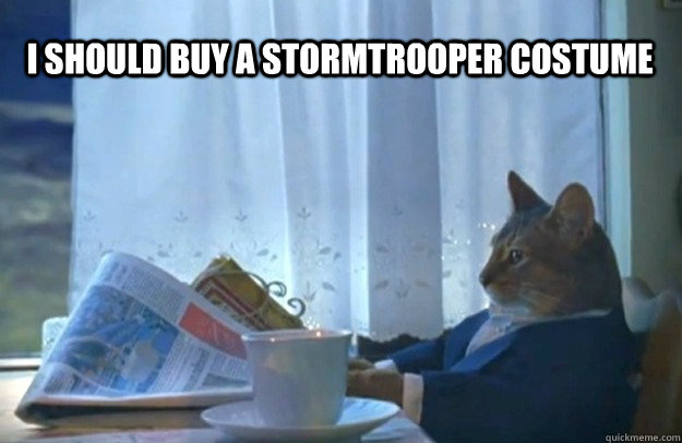 I should buy a stormtrooper costume  Sophisticated Cat