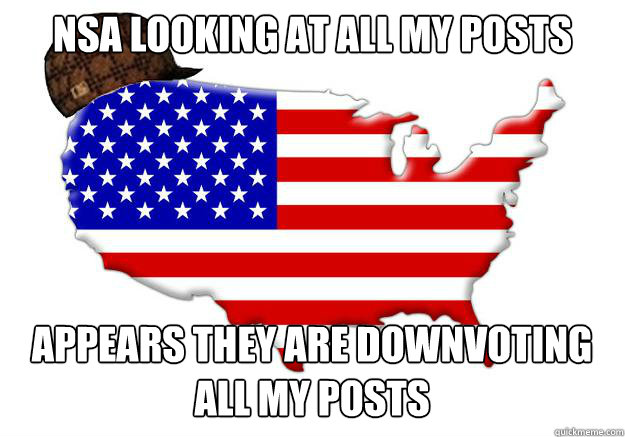 NSA LOOKING AT ALL MY POSTS APPEARS THEY ARE DOWNVOTING ALL MY POSTS  Scumbag america