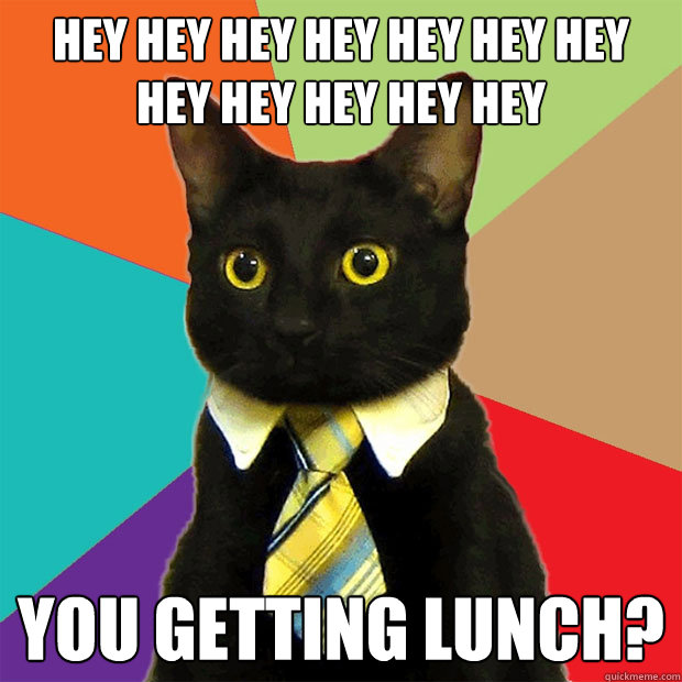 Hey hey hey hey hey hey hey hey hey hey hey hey  you getting lunch?  Business Cat