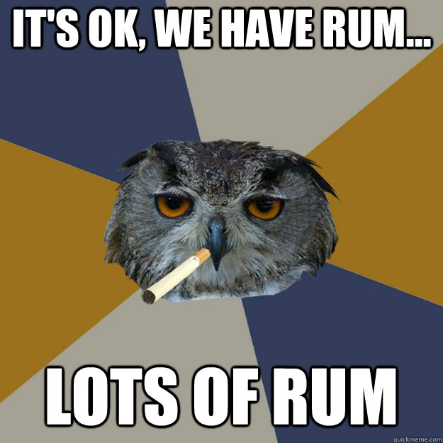 It's ok, we have rum... Lots of rum  Art Student Owl