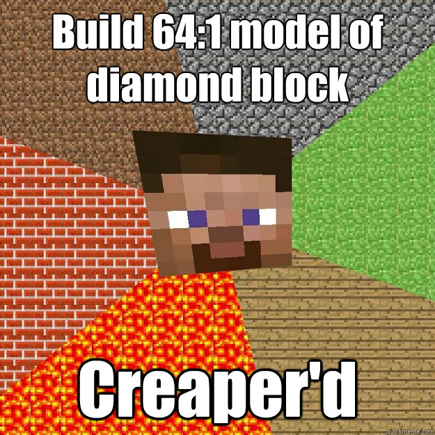 Build 64:1 model of diamond block Creaper'd  Minecraft