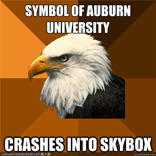 Symbol of auburn university Crashes into skybox - Symbol of auburn university Crashes into skybox  Bold Eagle