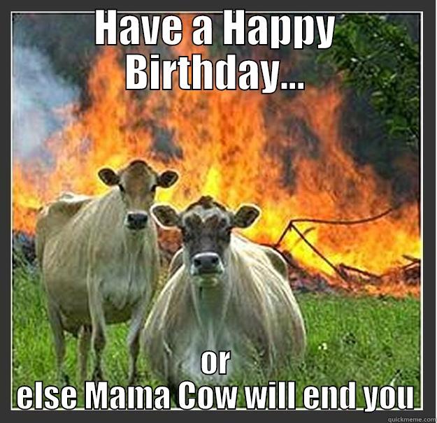 Kyle's Motherfuggin Birthday - HAVE A HAPPY BIRTHDAY... OR ELSE MAMA COW WILL END YOU Evil cows