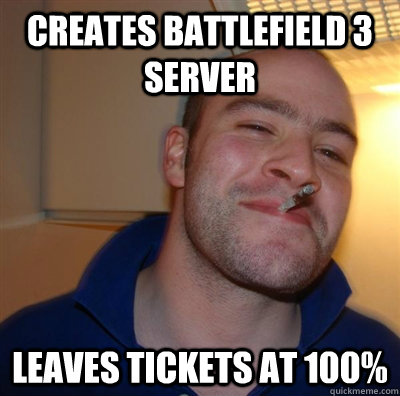 Creates Battlefield 3 Server leaves tickets at 100%  