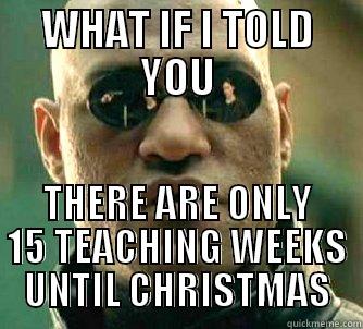 WHAT IF I TOLD YOU THERE ARE ONLY 15 TEACHING WEEKS UNTIL CHRISTMAS Matrix Morpheus