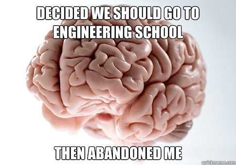 Decided we should go to Engineering School Then abandoned me  Scumbag Brain